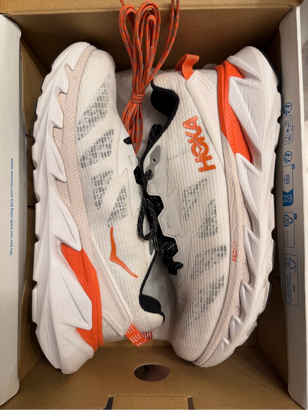 HOKA White & Orange Lightweight Running Sneakers